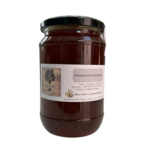 Miel de Roble Griego – 100% Pura, Cruda y No Filtrada | Miel de Rocío | 960g (960 gramos)