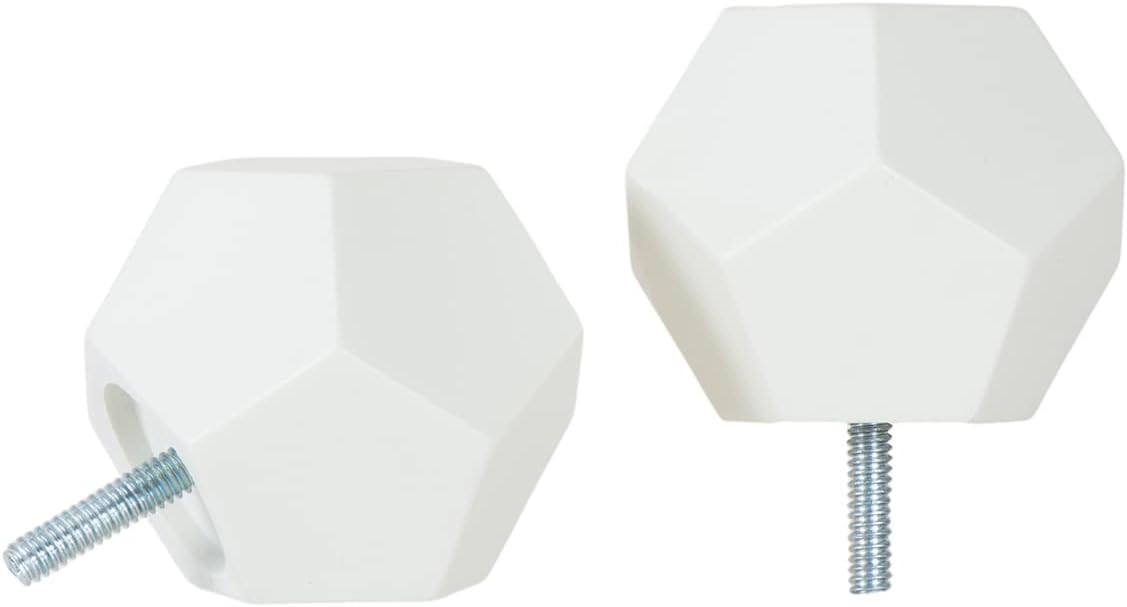 Ivilon Faceted Hexagonal Finials for Curtain Rods of 7/8 and 1 inch diameter Color Black