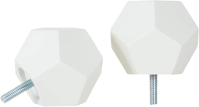 Ivilon Faceted Hexagonal Finials for Curtain Rods of 7/8 and 1 inch diameter Color Ivory