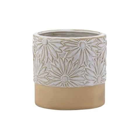 Napco Embossed Daisy Planter Pot Cover