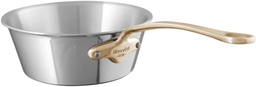 Mauviel M'Cook B 5-Ply Polished Stainless Steel Chef Pan With Brass Handle, 2-qt, Made In France