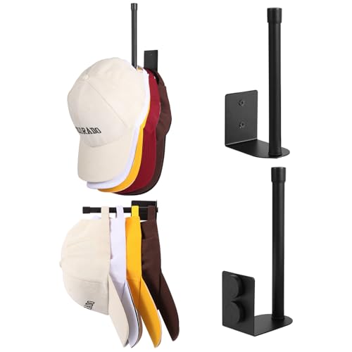 Dlilise Magnetic Hat Holder 1 Pcs, Racks for Baseball Caps, Stainless Steel Multilayer Hat Storage Display Holder,Hat Holder Storage Organizer,Apply to Metal Surfaces,Black Magnetic Hooks,