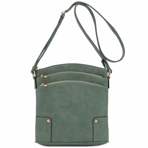 Image of ALYSSA Triple Zip Pocket Large Crossbody Bag
