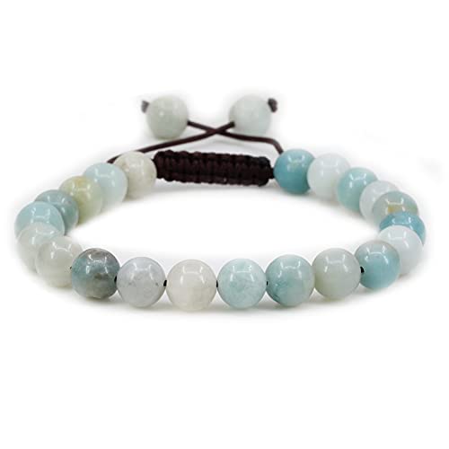 Keleny Natural Multicolor Amazonite 8Mm Round Beads Adjustable Braided Macrame Tassels Bracelets Unisex #TOP28