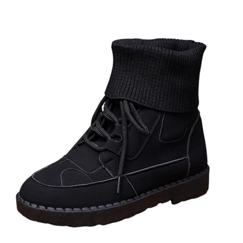 Bottes décontractées femme bout rond chaussure noire à lacet taille 39.5
