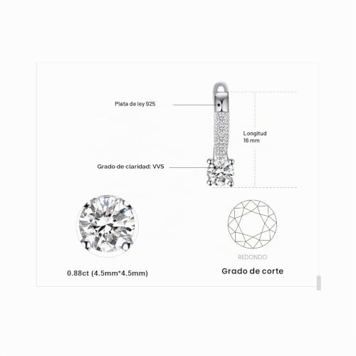 Pendientes de aro de plata de ley 925 con circonitas cúbicas brillantes 2