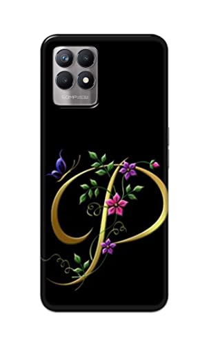 Image of Printed Hard Back Cover Case for Realme 8i Back Cover (Alphabet P) -1803