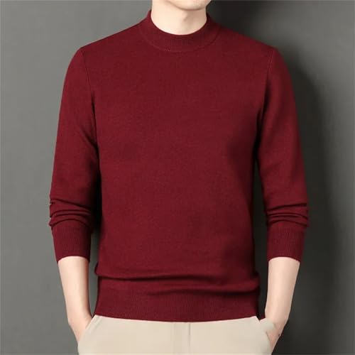 Winter Wool Sweater Men's semi-Turtleneck Solid Color Warm Knitted Sweater Middle-Aged Men's Bottom Sweater4
