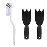 Goktvai 2pcs Universal Grill Scraper & Brush for George Foreman Indoor Grills and Other with Grooves, Heat-Resistant Spatula Cleaner Tool with Comfortable Grip (Black)