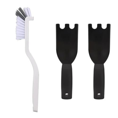 Goktvai 2pcs Universal Grill Scraper & Brush for George Foreman Indoor Grills and Other with Grooves, Heat-Resistant Spatula Cleaner Tool with Comfortable Grip (Black)