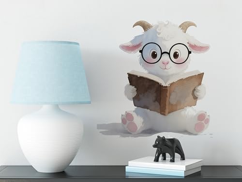 Vinilo decorativo de pared con diseño de cabras leyendo libros