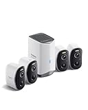 Baseus Security Überwachungskamera Aussen Kabellos 16TB Erweiterbarer Speicher, 210Tage Akku, IP67 Wetterfest, Nachtsicht, Kamera Überwachung WLAN mit 2K HD, 145°, 16GB Lokal Speicher - N1 4-Cam Kit