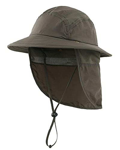 Image of Home Prefer UPF 50+ Boys Sun Hat with Neck Flap Wide Brim Summer Beach Bucket Hat for Boys Girls Toddler Kids Safari Hat
