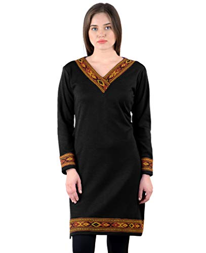 Vastraa Fusion Kullu Woolen Winter Wear Black Kurti for Women - XL