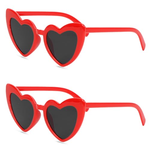 Augesak Gafas Corazon Mujer, 2 Paar Gafas de Sol Corazon, Gafas de Sol Retro Corazón, Corazón de Gafas para Fiestas, Viajes, Sesión de Fotos, Protector Solar UV400 y Protección UV