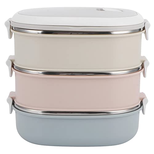 Fiambrera Bento Box de acero inoxidable, 3 capas, apilables, a prueba de fugas, térmicas, para escuela, oficina, trabajo, Picnic en casa, 2,1 l Cover