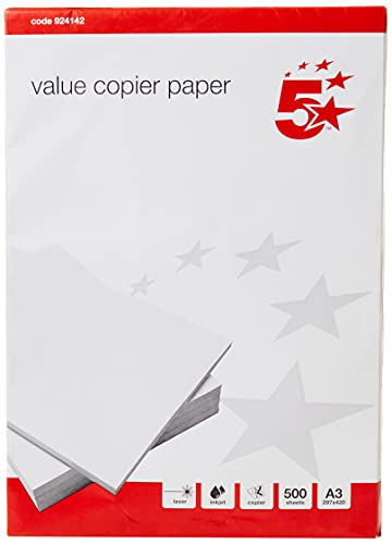 5 Star A3 Printer Paper 500 Sheets White 80gsm Copier Paper Ream Individually Wrapped