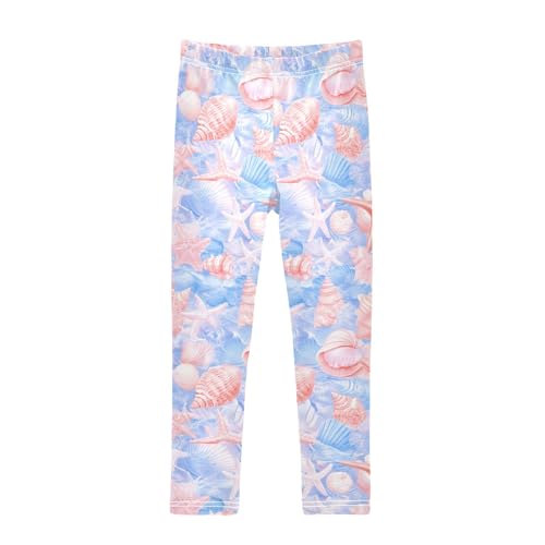 ALAZA Girls' Leggings Children's Yoga Pants Skinny Printed Dance Pink Shell Comfortable 4T