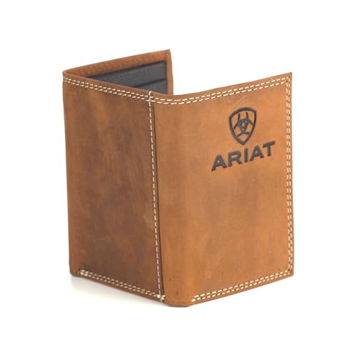 ARIAT Trifold Wallet Emboss Shield & Script Medium Brown One Size2