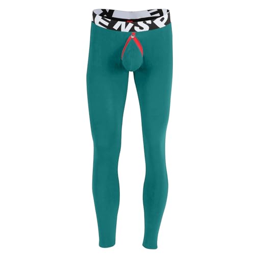 Leggings térmicos para hombre, de algodón, calzoncillos largos para hombre, mallas deportivas con bolsillos abiertos, mallas para fitness, correr, baloncesto, ropa interior térmica separada, O Verde
