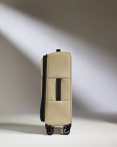 Soft Stripe Medium Luggage - 27" Softside Suitcase, Adjustable Handle, 4 Spinner Wheels, Lightweight, Expandable, TSA Lock - Recycled Polyester Luggage - 71cm, Sand Yellow4