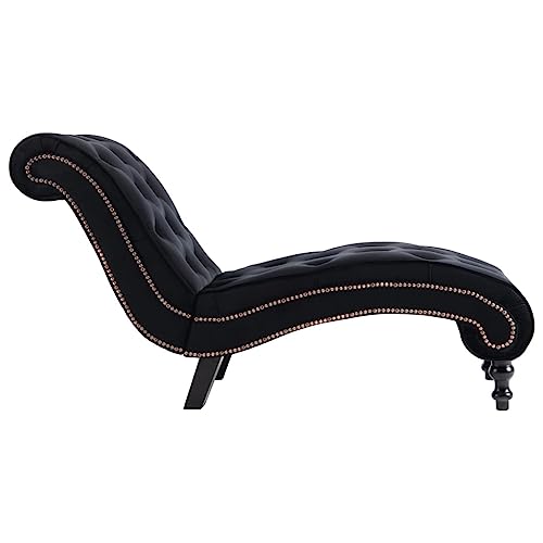 vidaXL Chaiselongue Samt dick gepolstert Home Modern Sleeper Sofa Liege Couch für Schlafzimmer Wohnzimmer Freizeit Club Stuhl Sofa Bett Schwarz