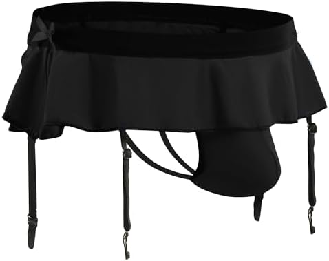 QiaTi Sissy Pouch Panties for Men Crossdressers Men's Lingerie Skirt G-String Thongs Briefs with Garters