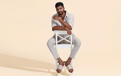 Image of Neeman's Cork Slides for Men | Sliders for Boys | Adjustable Strap Open Toe Chappal | Lightweight Comfortable Flexible Soft Cushioned Slides | Stylish & Fashionable