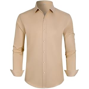 Men's Dress Shirts Regular Fit Solid Long Sleeve Formal Shirt Business Casual Button Down Shirts