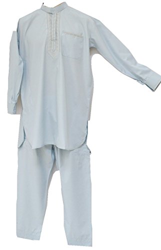 Mens Afghan Pakistani Indian Shalwar Kameez Suit Dress Trousers Shirt (Cream)