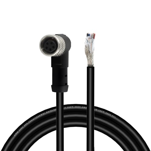 Lonlonty M8 Connector Aviation Sensor Cable – Female 5 Pin Right Angle 6.5Ft/2M Aviation Socket Shielded Electrical Cable for Industrial Automation Control,Fieldbus Module,Device Network