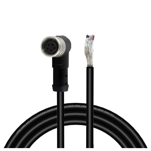 Lonlonty M8 Connector Aviation Sensor Cable - Female 5 Pin Right Angle 6.5Ft/2M Aviation Socket Shielded Electrical Cable for Industrial Automation Control,Fieldbus Module,Device Network