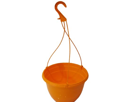 27CM PLASTIC HANGING POTS BASKETS PLANTERS X3 (x3, Orange)