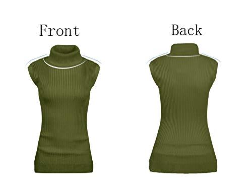 Image of v28 Women Sleeveless High Neck Turtleneck Stretchable Knit Sweater Top