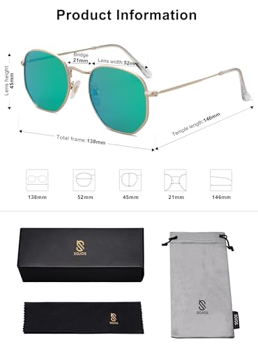 SOJOS Square Polarized Sunglasses for Women Men Small Hexagonal Polygon Shades SJ1072