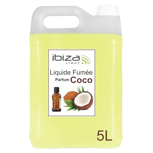 Ibiza - Pack Liquide à Fumée - Bidon de 5 Litres Liquide Ibiza Light SMOKE5L-N pour Machine à Fumée - Fiole de Parfum COCONUT Noix Coco