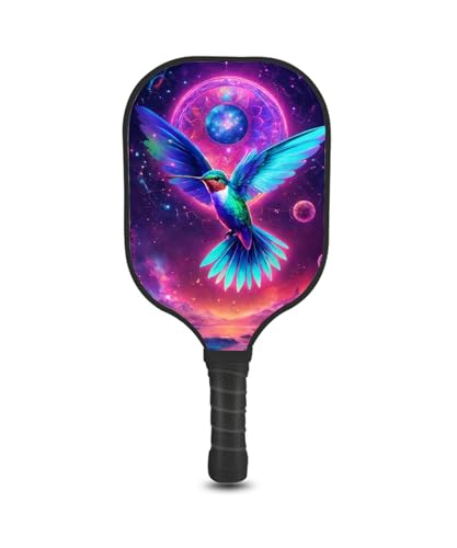 KUAVETO Juego de palas de pickleball con patrón de colibrí Art-dj-Art cc27, núcleo de polímero de panal hecho a medida, incluye 2 palas, 4 bolas y una bolsa de transporte