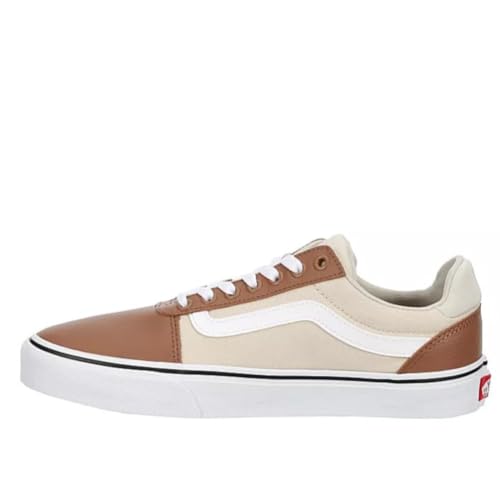 Vans Vans Unisex Ward Deluxe Leather Canvas Low Sneaker - Lace up Closure Style - Brown/Tan 10.5