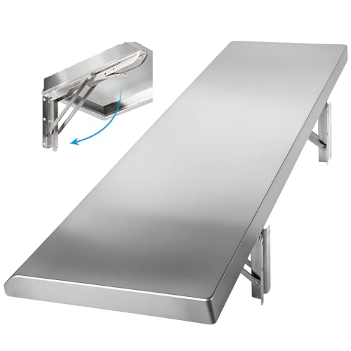 Bureau flottant gain de place pliable en acier argenté pour petit espace