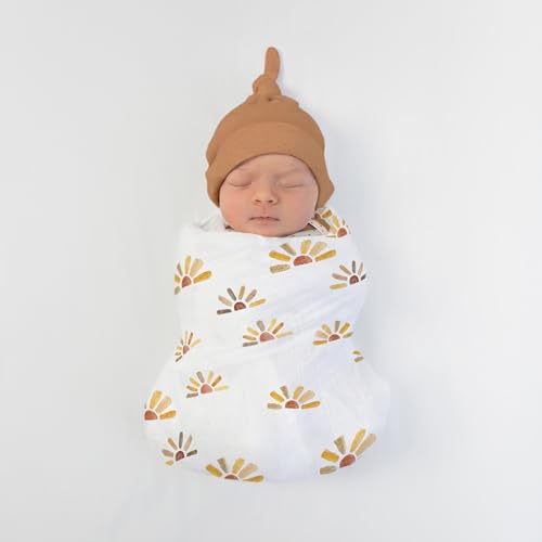 Image of SwaddleDesigns Cotton Muslin Swaddle Blankets, Set of 4, Receiving Blanket for Newborn Babies, Baby Registry & Gift, 46x46 Inches, Watercolor Sunny Days