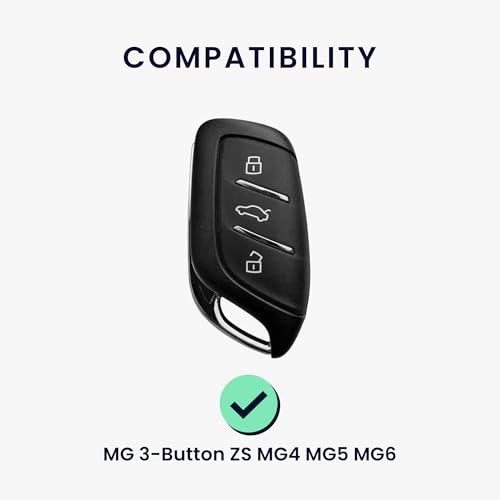 kwmobile Key Cover Compatible with MG 3-Button ZS MG4 MG5 MG6 - Car Key Fob Case Protector - Black/Silver - Image 5