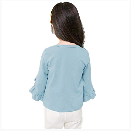 Image of Colorful Childhood Little Girls Ruffle Bat T Shirt Autumn Princess Girl Blouses Spring Tops