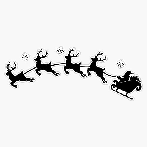 Black Silhouette Santa Sleigh and Reindeer Sticker