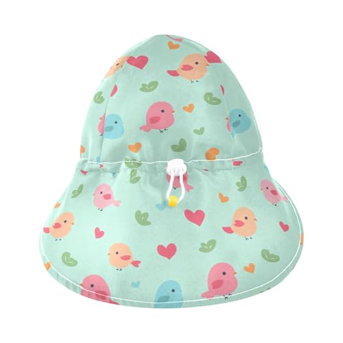 Cartoon Bird Green Baby Boys Girls Beach Hats Toddler Boy Water Hats Girl UPF 50+ Protection Neck Flap Traveling Camping3