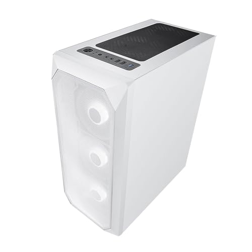 Caja Gaming De Torre Media ATX, Micro-ATX, Mini-ITX, Panel Lateral De Cristal Templado, 1 USB 3.0, 2 USB 2.0, Se Pueden Instalar 8 Ventiladores (Solo Chasis)(White)