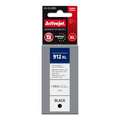 Activejet Ah-912Brx Ink For Hp Printers Replacement Hp 912Xl 3Yl84Ae; Premium; 1100 Pages; Black