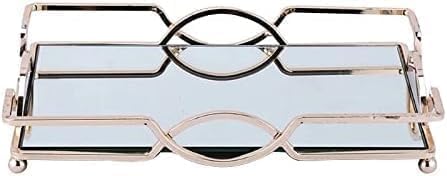 Elegant Beaded Vanity Tray with Metal Rim - Decorative Jewelry & Perfume Organizer, Stylish Makeup Display for Bathroom, Bedroom, Kitchen & Home Decor image 2