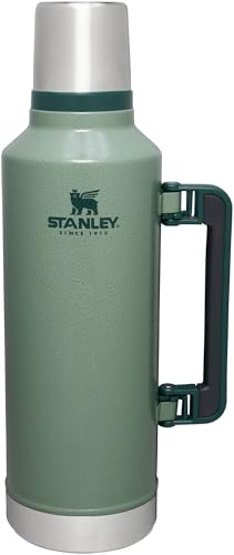 Stanley Classic Legendary Vacuum Bottle 2.5 qt | Wide Mouth with Leakproof Cup Lid | Keep Drinks Hot or Cold | Packable for Travel | Insulated Stainless Steel Thermos | BPA-Free | Hammertone Green