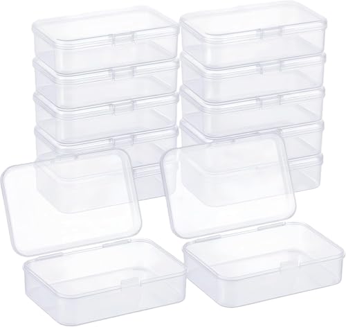 Image of CHSZCHOMER 12 Pack Clear Small Plastic Storage Bins 3.35x2.17x0.98 in, Mini Containers with Lids for DIY Bead Organizer, Craft Hardware Case