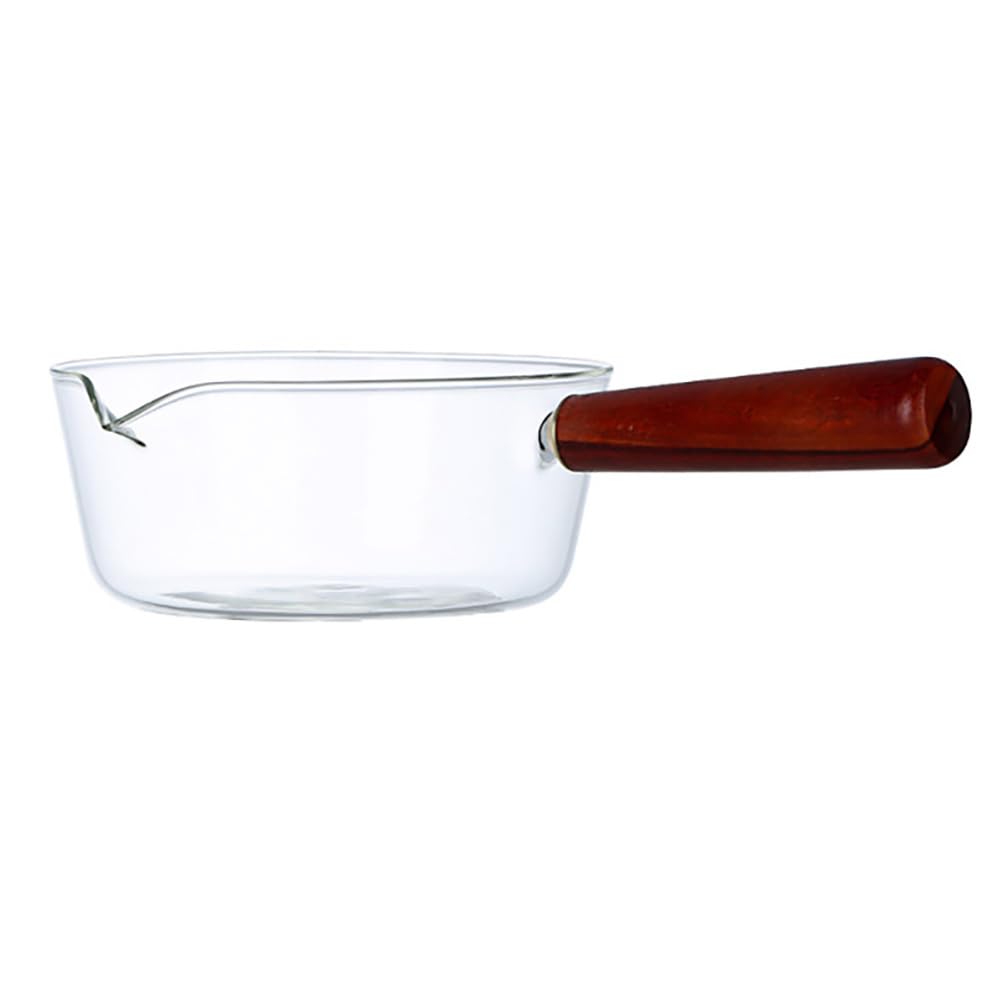 Mini casserole en verre Zerodeko 1 tasse avec manche en bois pour lait et soupe